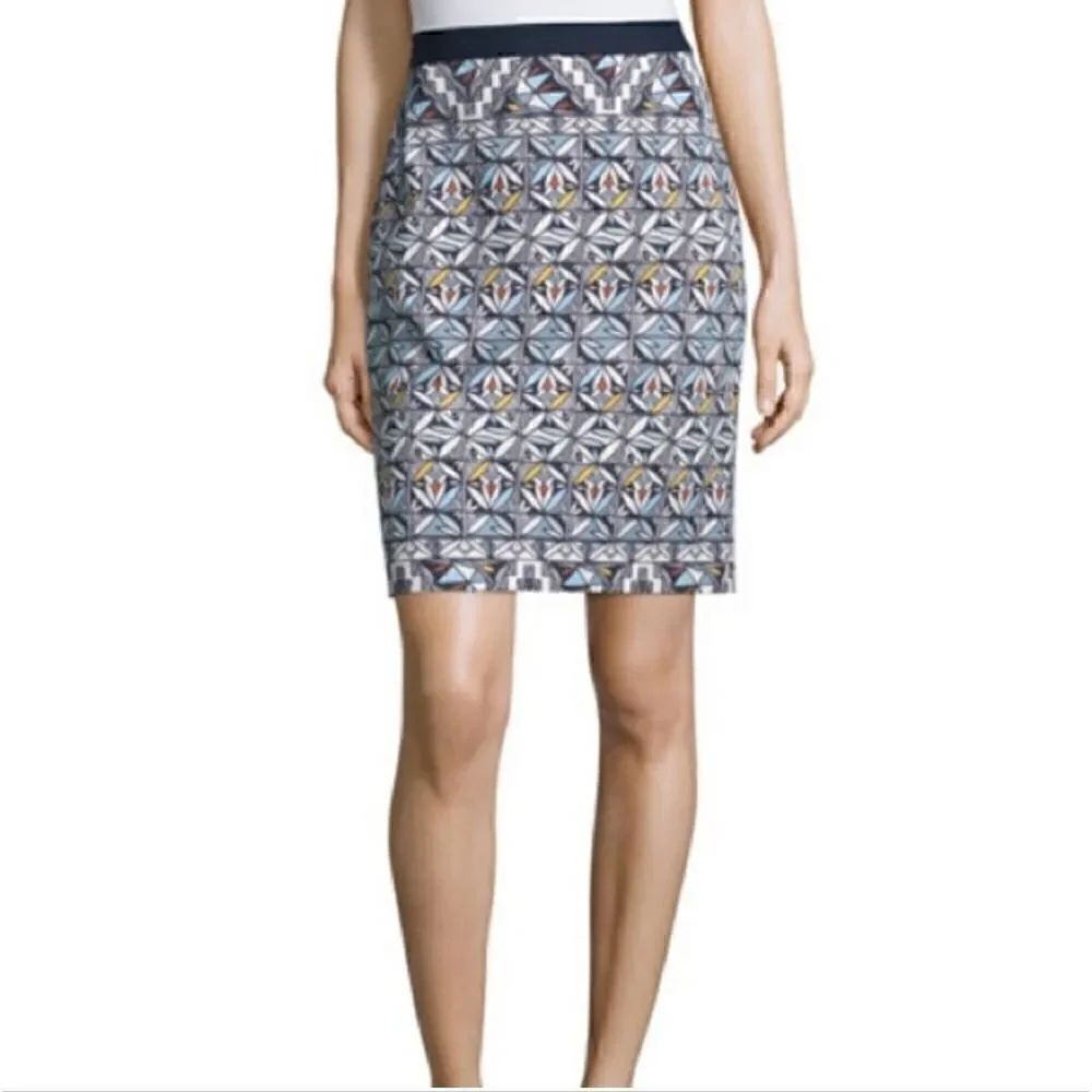 Tory Burch | Riviera Blue Acoma Stretch Geometric Skirt